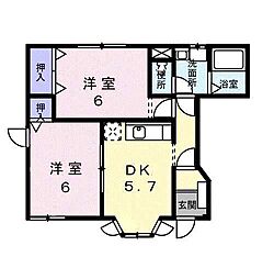 シーサイドキャッスル 2DKの間取図画像