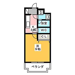 SunRise一番館 1Kの間取図画像