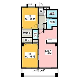 ラフィーネ掛川c3 2LDKの間取図画像