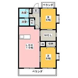 ベルエアー 2LDKの間取図画像