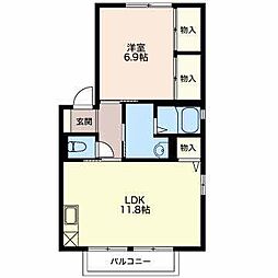 夢見荘 1LDKの間取図画像