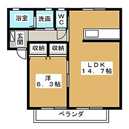エイトヒル弐番館 1LDKの間取図画像