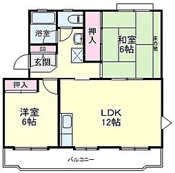 武藤ハイツ1 2LDKの間取図画像