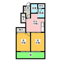 パーシモンガーデン 2DKの間取図画像