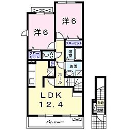 エクセレントアベリア 2LDKの間取図画像