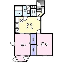 グリーンパレス3 2DKの間取図画像