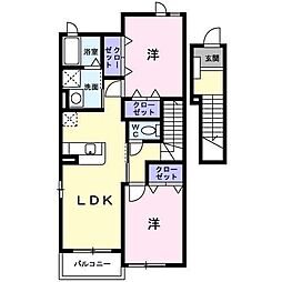 ニューリーフA 2LDKの間取図画像