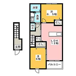 ジュネスA 2LDKの間取図画像