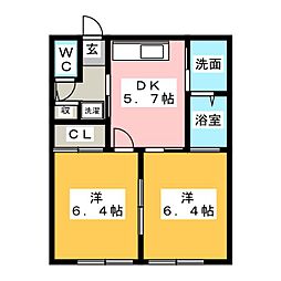 ひまわりC 2Kの間取図画像