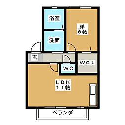 リビングタウン下俣B 1LDKの間取図画像