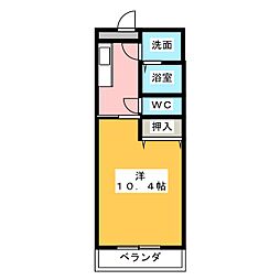 アザレア 1Kの間取図画像