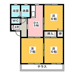 サングリーンオオタB 3Kの間取図画像