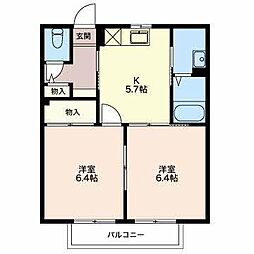 ウィングライフ21 2Kの間取図画像
