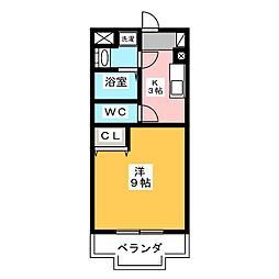 カウベル1 1Kの間取図画像