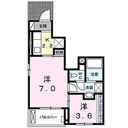 グランモンターニュ 1Kの間取図画像