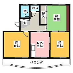 中央マンション2 3DKの間取図画像