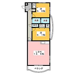 BellFlower弐番館 2LDKの間取図画像