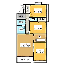 ラフィーネ掛川a1 3LDKの間取図画像