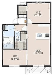 Casa Bella(カーサ ベッラ) 2LDKの間取図画像