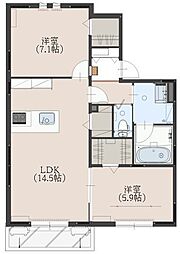 Casa Bella(カーサ ベッラ) 2LDKの間取図画像