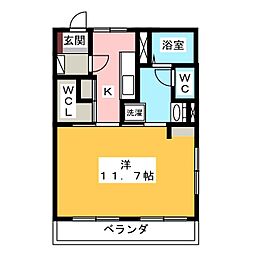 ハイツセントラル2 1Kの間取図画像