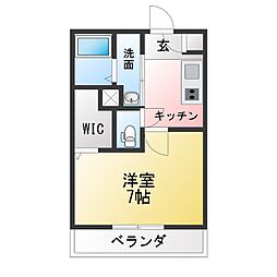アール柚木 1Kの間取図画像
