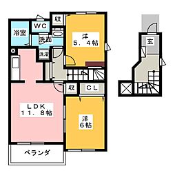 エアリープレイン 2LDKの間取図画像