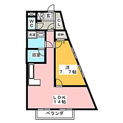 ボーダレス21 1LDKの間取図画像
