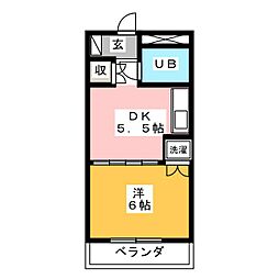 ラポール横割 1DKの間取図画像