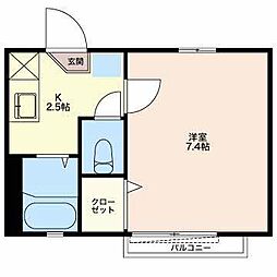 タウンコート中央 1Kの間取図画像