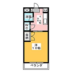 ロベリア21 1DKの間取図画像