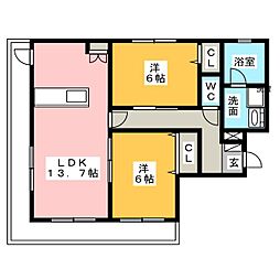 シェリールT 2LDKの間取図画像