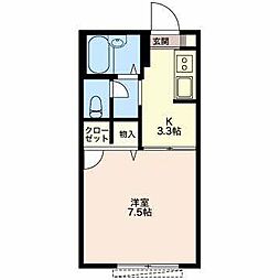 アーバン瓜島A 1Kの間取図画像