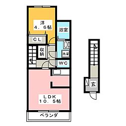 エバープレイス 1LDKの間取図画像