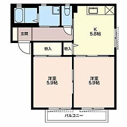 グリーンヒル今泉 2Kの間取図画像
