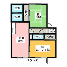 ドミール西平A 2LDKの間取図画像