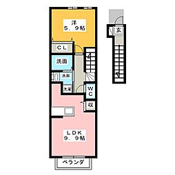サザンクロス 1LDKの間取図画像