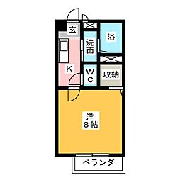 ルイポルトE 1Kの間取図画像