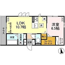 ヒルクレスト錦町 1LDKの間取図画像