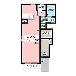 サンライズA 1Kの間取図画像
