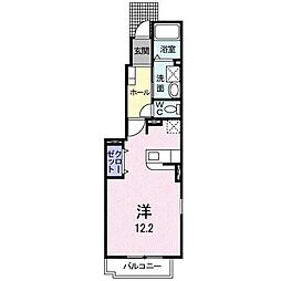 ソレイユA ワンルームの間取図画像