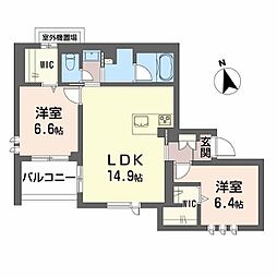 ヴィア パラディーソ 2LDKの間取図画像