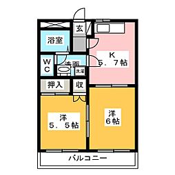 パークサイドエムエス 2Kの間取図画像