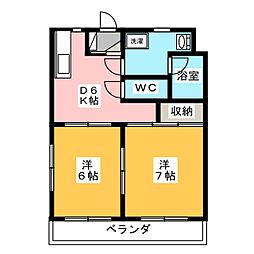 岳南ドミール 2DKの間取図画像