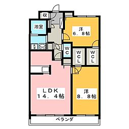 Maple-1 2LDKの間取図画像