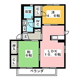 ビューハイム松野C 2LDKの間取図画像