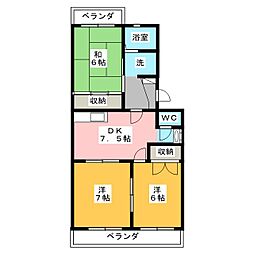 コーポトマト3 3DKの間取図画像