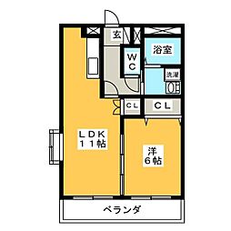 エスペランサ2 1LDKの間取図画像