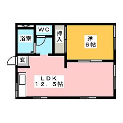 フローラル百合 1LDKの間取図画像