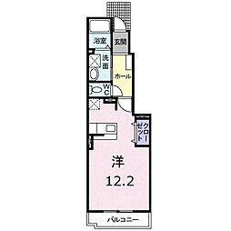 ソレイユB 1Kの間取図画像